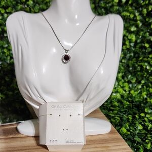 Silver Red Gemstone Necklace